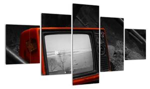 Obraz červené televize (125x70cm)