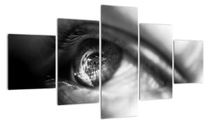 Černobílý obraz - detail oka (125x70cm)