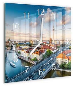 Skleněné hodiny Městská řeka zskb-30x30-00085742