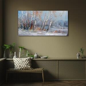 Obraz na skle Obraz na skle Malování lesní strom zima