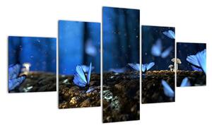 Obraz - modří motýli (125x70cm)