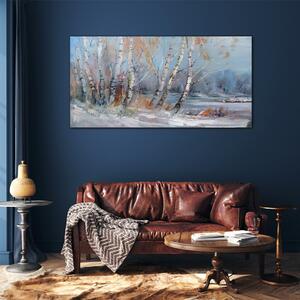 Obraz na skle Obraz na skle Malování lesní strom zima