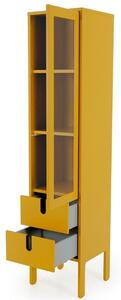 Matně hořčicově žlutá lakovaná vitrína Tenzo Uno 178 x 40 cm