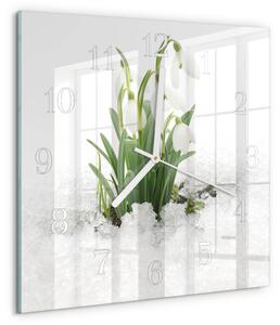 Skleněné hodiny Sněženka zskb-30x30-00087232