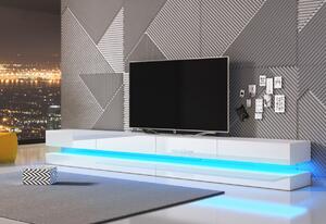 TV stolek FLYNT Double, 280x10/15x34, černá/černá lesk + LED
