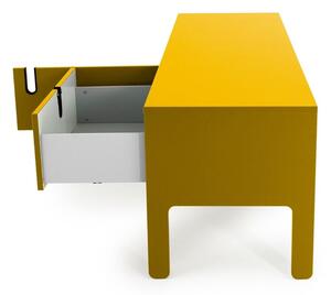 Matně hořčicově žlutý lakovaný TV stolek Tenzo Uno 171 x 46 cm