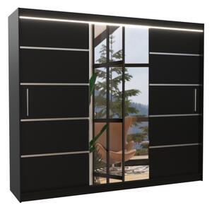 Posuvná skříň se zrcadlem RIMBA, 250x215x58, černá