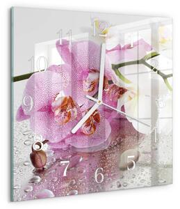 Skleněné hodiny Orchidej zskb-30x30-00083742