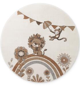Villeroy & Boch, Dětský kusový koberec Villeroy & Boch Boho Kids 106307 Cream Multicolor kruh, 160x160 (průměr) kruh, bílá, dětský pokoj