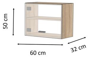 Závěsná horní skříňka LIGHT L2 bílá/dub sonoma, šířka 60 cm