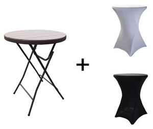 TENTino Bistro stůl koktejlový průměr 80 cm - IMITACE DŘEVA BSTL80D Barva potahu: ČERNÁ