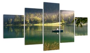 Obraz loďky na jezeře (125x70cm)