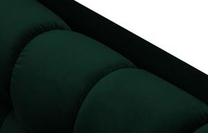 Tmavě zelená sametová čtyřmístná pohovka MICADONI MAMAIA 217 cm se zlatou podnoží