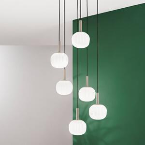 Luce Ambiente Design Závěsné světlo Eris, délka 51 cm, hnědá/bílá, kov/sklo, 6 žárovek, stmívatelný, Hnědá / rez, Obývací pokoj / jídelna, Hliník, Moderní