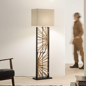 Luce Ambiente Design Stojací lampa ETHERNAL černá/dřevo/bílá, výška 165 cm, dřevo/látka, Černá, Obývací pokoj / jídelna, kov