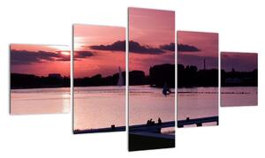 Západ slunce na vodě, obraz (125x70cm)