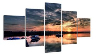 Západ slunce v přístavu - obraz na stěnu (125x70cm)