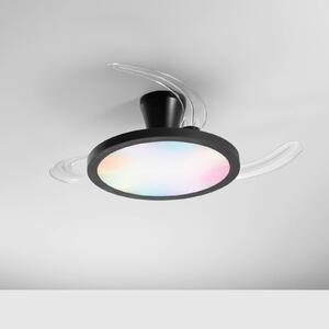 INTEC LED stropní ventilátor Condor, černý, Ø 106 cm, RGB, tichý, stmívatelný, Černá, Obývací pokoj / jídelna, Plast, Moderní