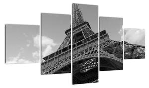 Černobílý obraz Eiffelovy věže (125x70cm)