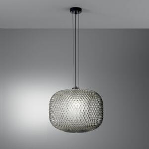 Luce Ambiente Design Závěsné světlo Ashford, kouřově šedá, Ø 40 cm, sklo, stmívatelný, Hliník / šedá / zinek, Obývací pokoj / jídelna, Sklo