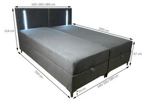 Čalouněná postel boxspring ELBE, 180x200, trinity 08 + topper