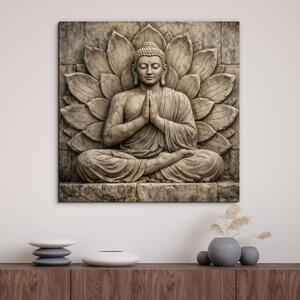 DUBLEZ | Nástěnný obraz - Kamenný Buddha v lotosu | UV tisk, Premium