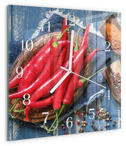 Skleněné hodiny Chilli paprička zskb-30x30-00085432