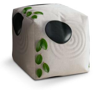 Sablio Taburet Cube Listy a kámen - 40x40x40 cm