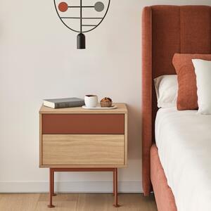 Cihlově červený dubový noční stolek Teulat Yoko 52 x 35 cm