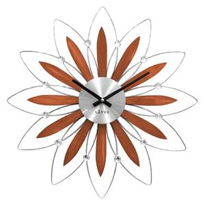 LAVVu Dřevěné stříbrné hodiny LAVVU CRYSTAL Flower LCT1110