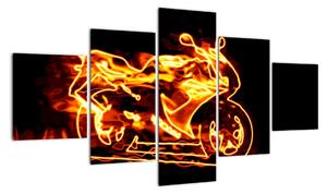 Hořící motorka - obraz (125x70cm)