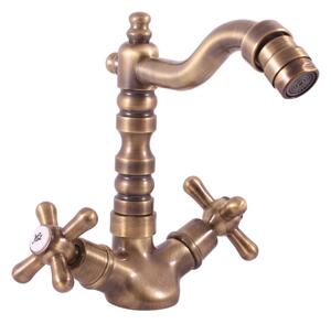 Slezák - RAV Bidetová baterie bez výpusti MORAVA RETRO - MK120.x/9SM, Stará mosaz (Bronz) Připojovací hadičky - závit: 1/2"