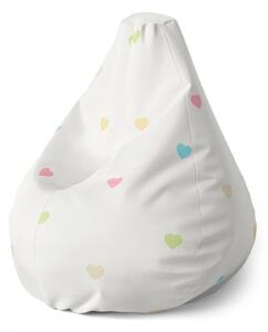 Sablio Sedací vak Pear Barevná srdíčka na béžové - 70 x 95 x 15 cm
