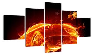 Obraz hořící auto (125x70cm)