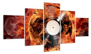 Obraz hořící gramofonové desky (125x70cm)