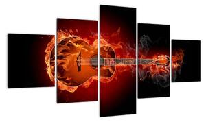 Obraz hořící kytara (125x70cm)