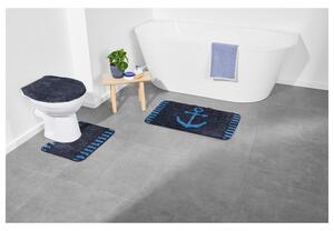 LIVARNO home Sada koupelnových předložek, 3dílná (koberec s výřetem na WC, navy modrá) (100369959005)