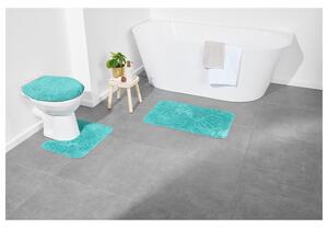 LIVARNO home Sada koupelnových předložek, 3dílná (koberec s výřetem na WC, modrá) (100369959003)