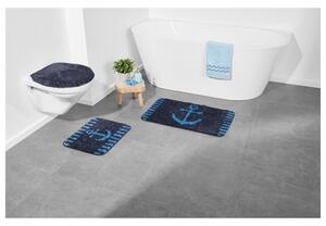 LIVARNO home Sada koupelnových předložek, 3dílná (koberec bez výřezu na WC, navy modrá) (100369959006)