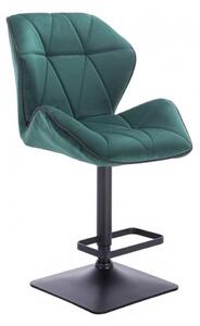 LuxuryForm Barová židle MILANO MAX VELUR na černé podstavě - zelená