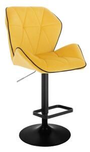 LuxuryForm Barová židle MILANO MAX VELUR na černém talíři - žlutá