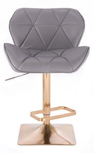 LuxuryForm Barová židle MILANO na zlaté hranaté podstavě - šedá