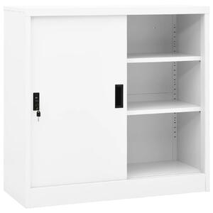 Kancelářská skříň s posuvnými dveřmi bílá 90 x 40 x 90 cm ocel