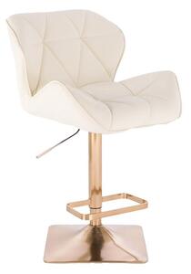 LuxuryForm Barová židle MILANO na zlaté hranaté podstavě - krémová
