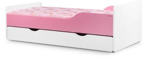 Dětská postel PABIS, 80x160, bílá/růžová + úložný prostor + matrace + rošt