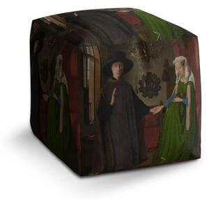 Sablio Taburet Cube Svatba manželů - Jan van Eyck - 40x40x40 cm
