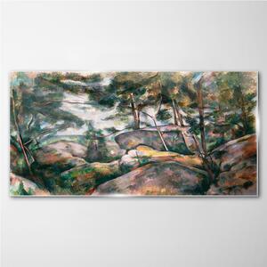 Obraz na skle Obraz na skle Skály v lese Cézanne