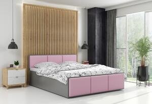 Čalouněná postel SANTOS, 160x200, dub kraft/trinity 15 - šedá + kovový rošt + matrace