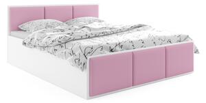 VÝPRODEJ Čalouněná postel SANTOS, 120x200, bílá/trinity 19 - růžová + kovový rošt + matrace