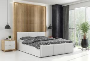 Čalouněná postel SANTOS, 160x200, dub kraft/trinity 15 - šedá + kovový rošt + matrace